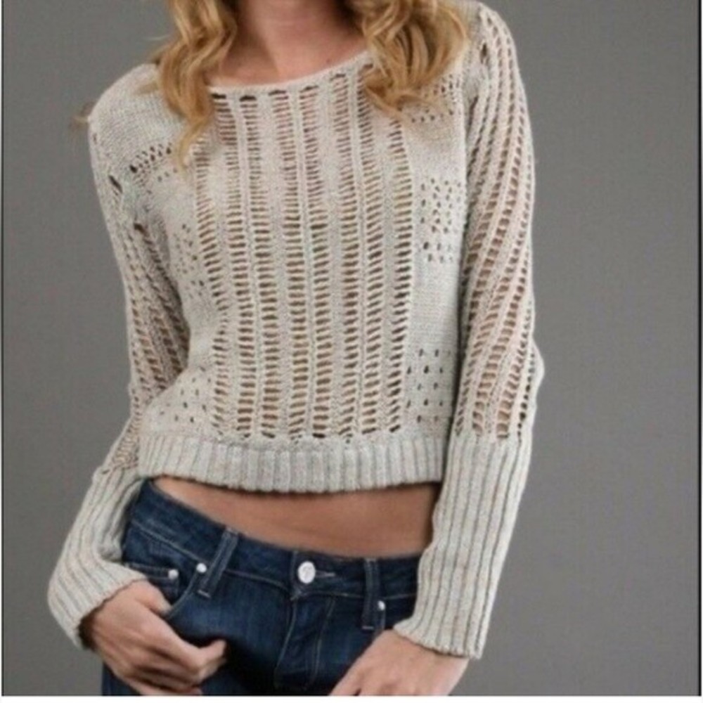 Free People Cream Knit Sweater
